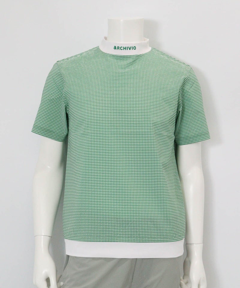 【メンズ】サッカーギンガム冷感プルオーバー(グリーン)前