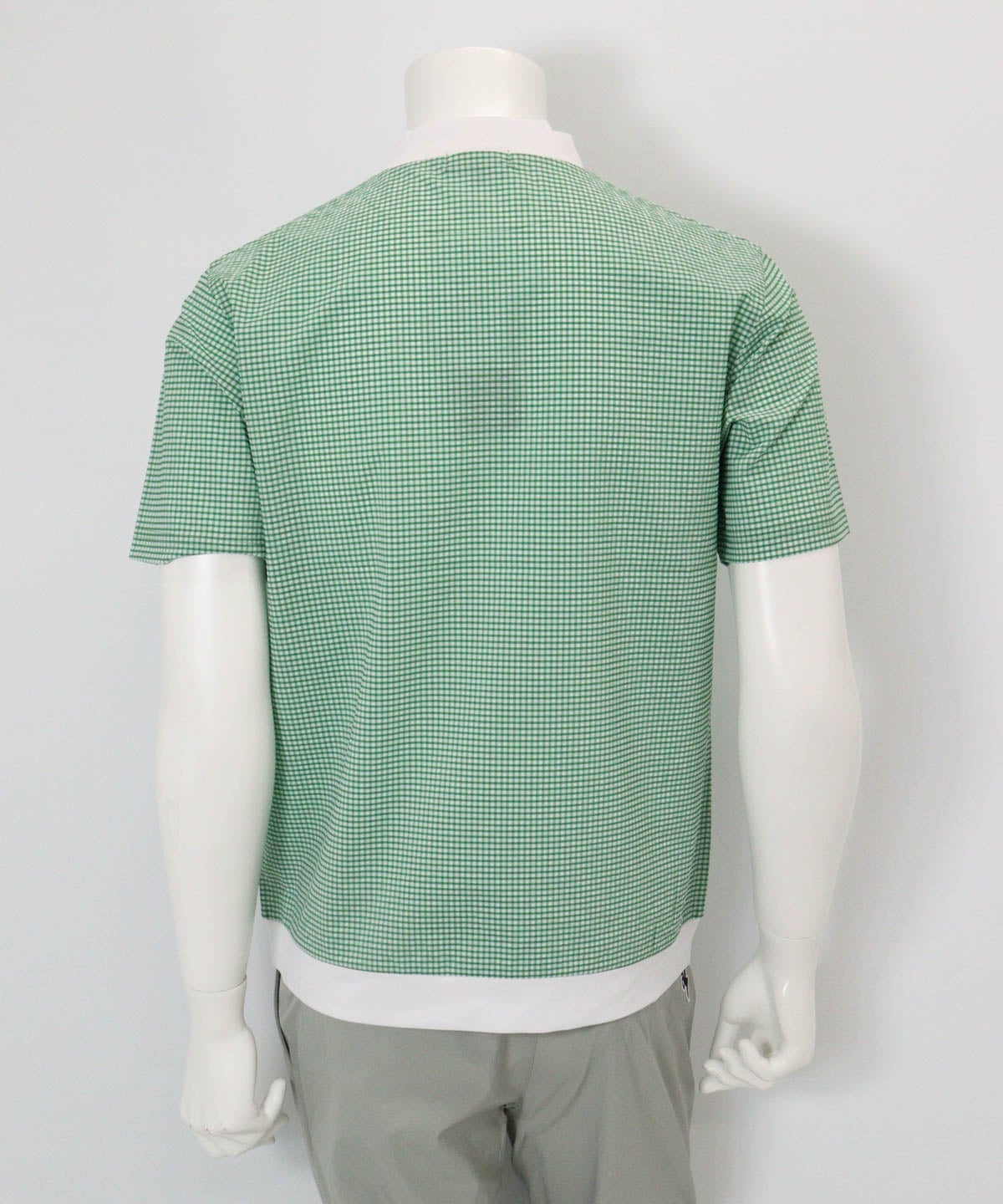 【メンズ】サッカーギンガム冷感プルオーバー(グリーン)後ろ