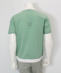 【メンズ】サッカーギンガム冷感プルオーバー(グリーン)後ろ
