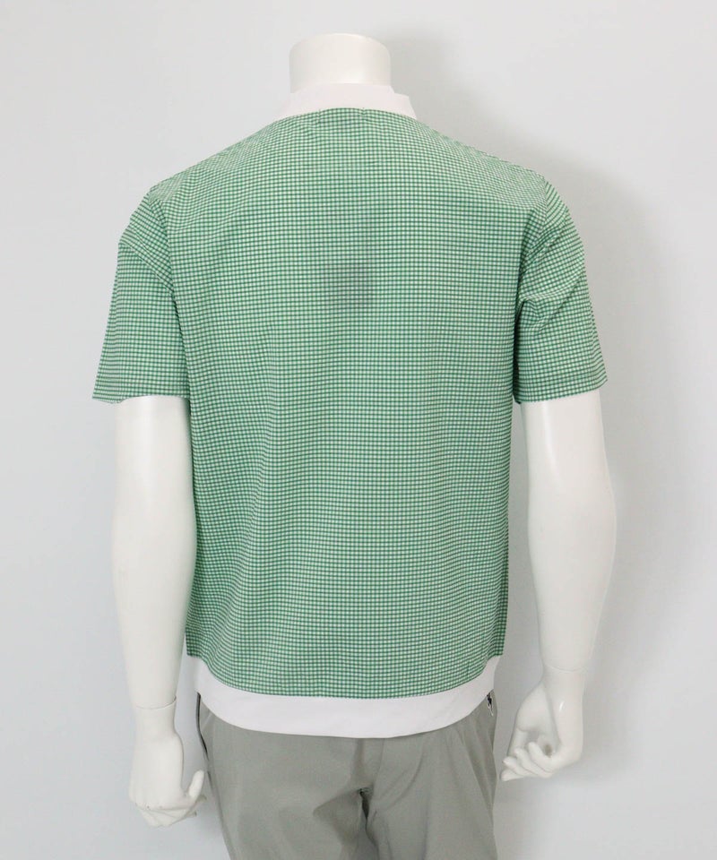 【メンズ】サッカーギンガム冷感プルオーバー(グリーン)後ろ