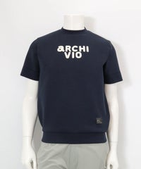 【メンズ】ロゴ刺繍ダンボールプルオーバー(ネイビー)前