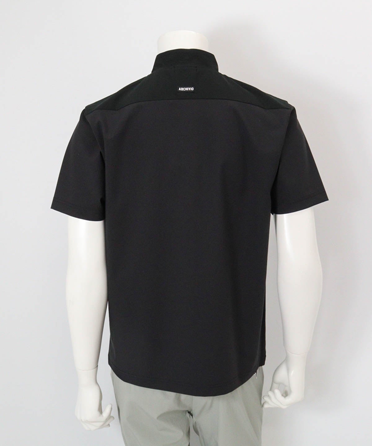 【メンズ】素材切替UV冷感ハーフジッププルオーバー(ブラック)後ろ