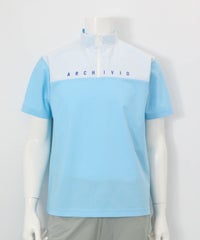 【メンズ】素材切替UV冷感ハーフジッププルオーバー(ライトブルー)前