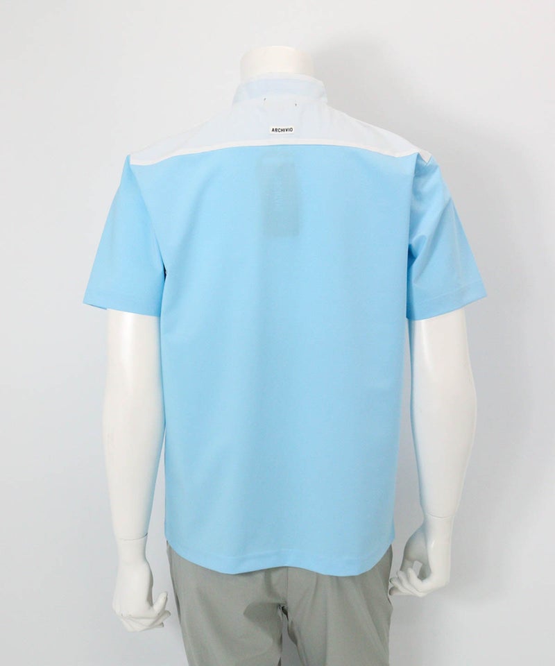 【メンズ】素材切替UV冷感ハーフジッププルオーバー(ライトブルー)後ろ