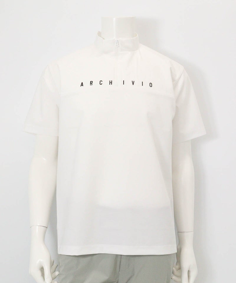 【メンズ】素材切替UV冷感ハーフジッププルオーバー(ホワイト)前