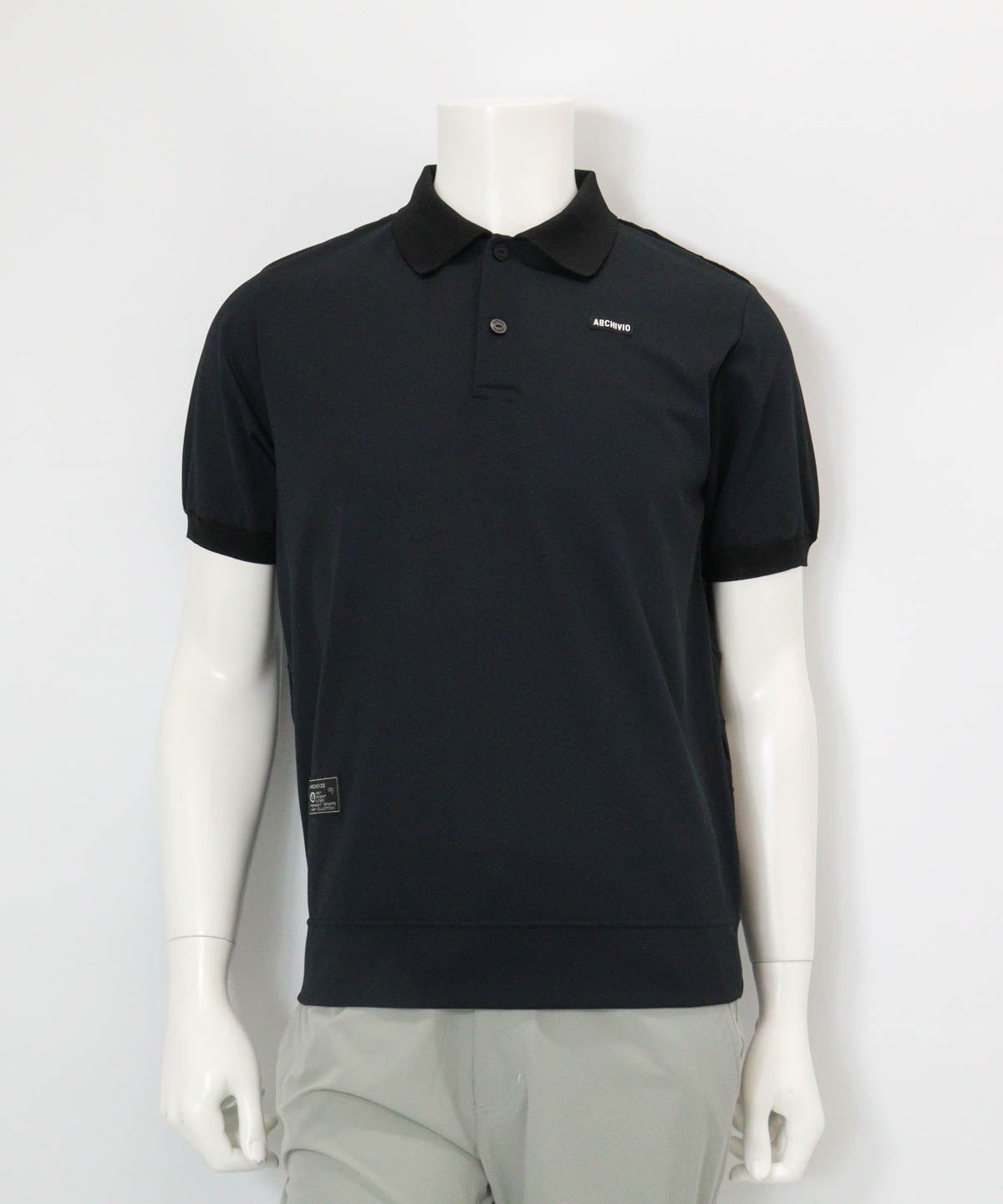 【メンズ】星柄切替ポロシャツ(ブラック)前