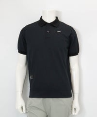 【メンズ】星柄切替ポロシャツ(ブラック)前