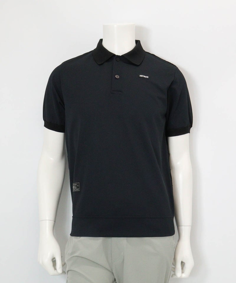 【メンズ】星柄切替ポロシャツ(ブラック)前