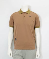 【メンズ】星柄切替ポロシャツ(キャメル)前