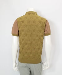 【メンズ】星柄切替ポロシャツ(キャメル)後ろ