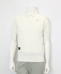 【メンズ】星柄切替ポロシャツ(ホワイト)前