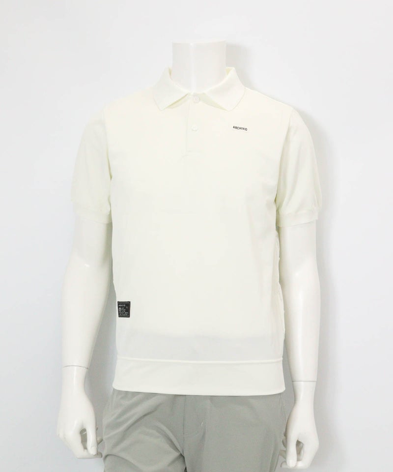 【メンズ】星柄切替ポロシャツ(ホワイト)前