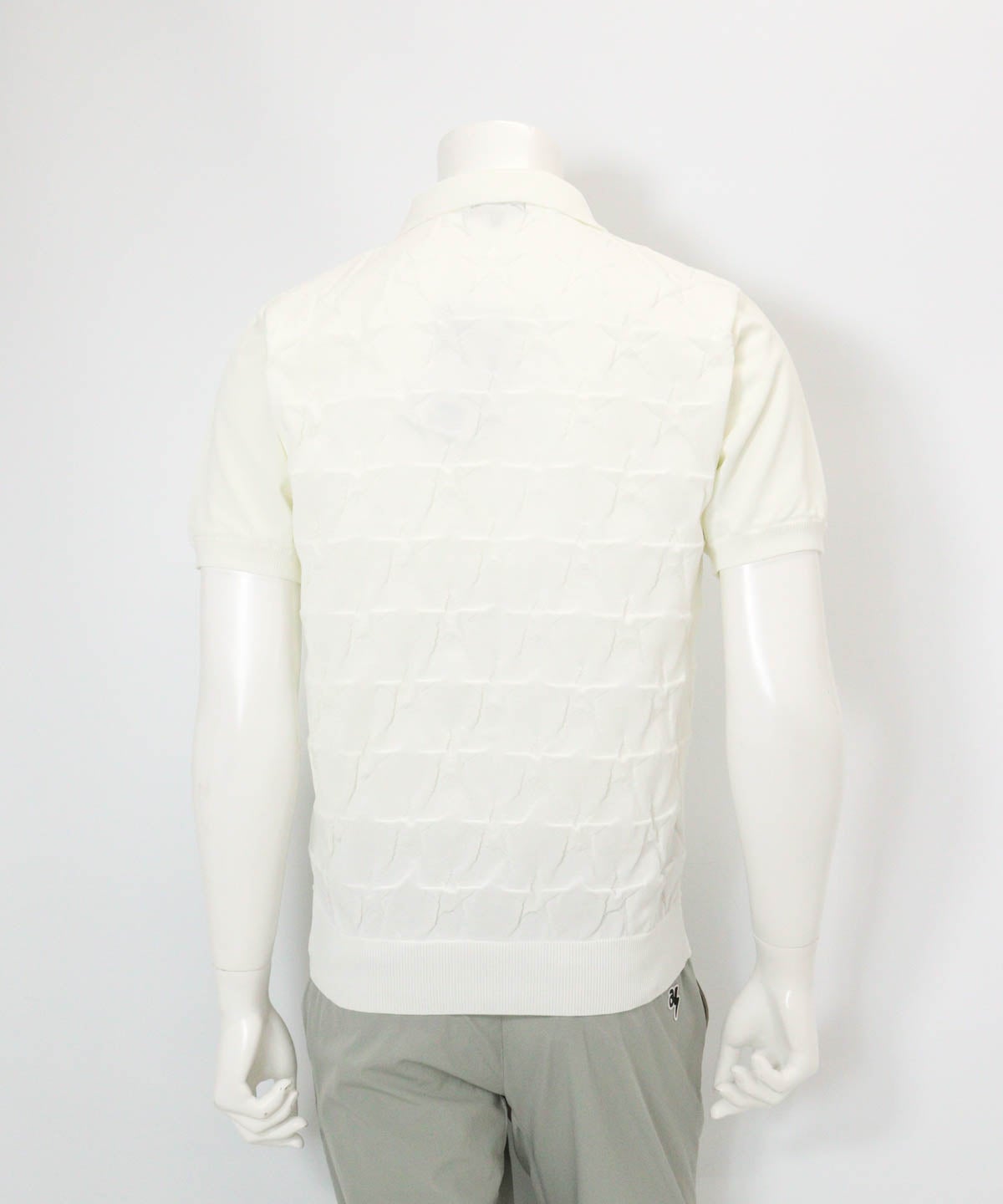 【メンズ】星柄切替ポロシャツ(ホワイト)後ろ