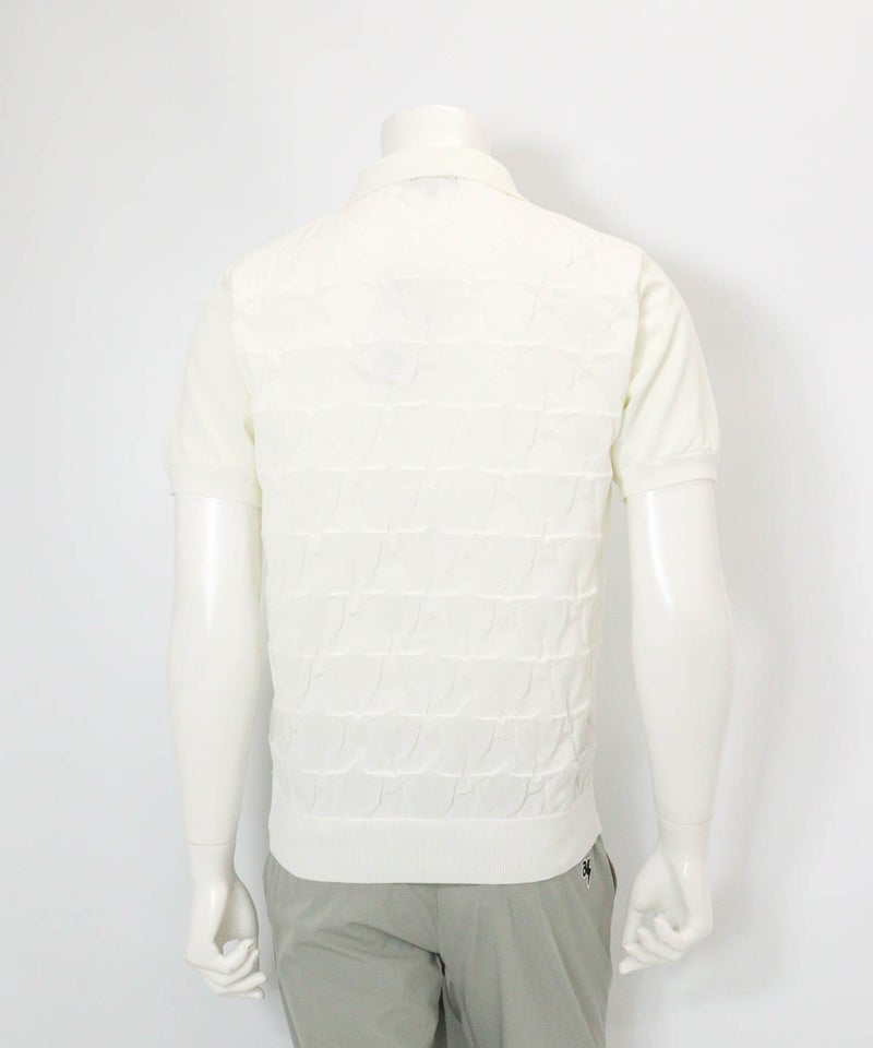 【メンズ】星柄切替ポロシャツ(ホワイト)後ろ