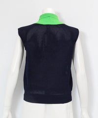 襟付きメッシュニットベスト(ネイビー)後ろ