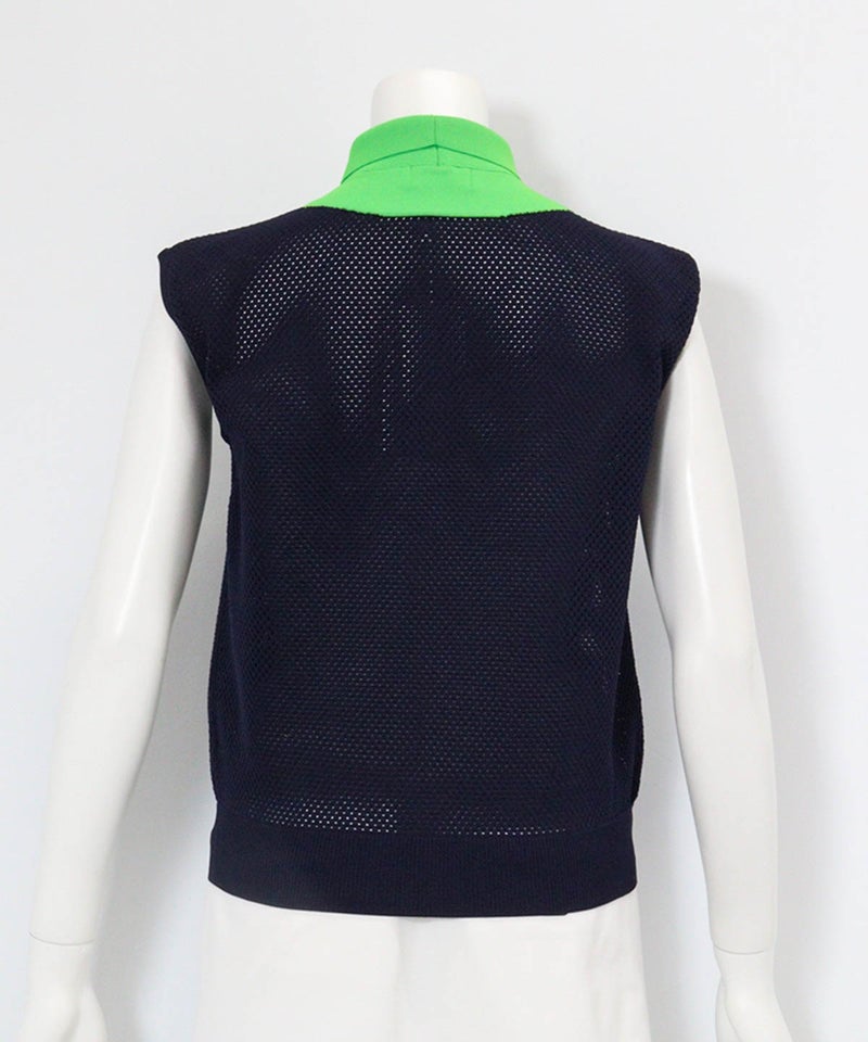 襟付きメッシュニットベスト(ネイビー)後ろ