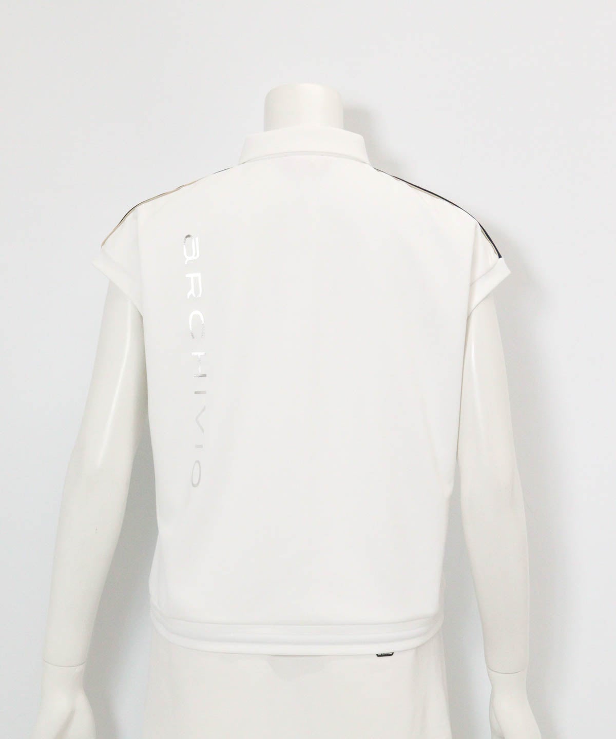 ショルダー配色UV速乾ポロシャツ(ホワイト)後ろ