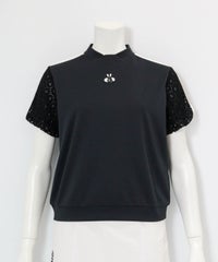 レース袖切替プルオーバー(ブラック)前