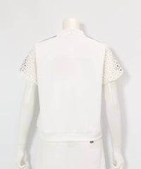 レース袖切替プルオーバー(ホワイト)後ろ