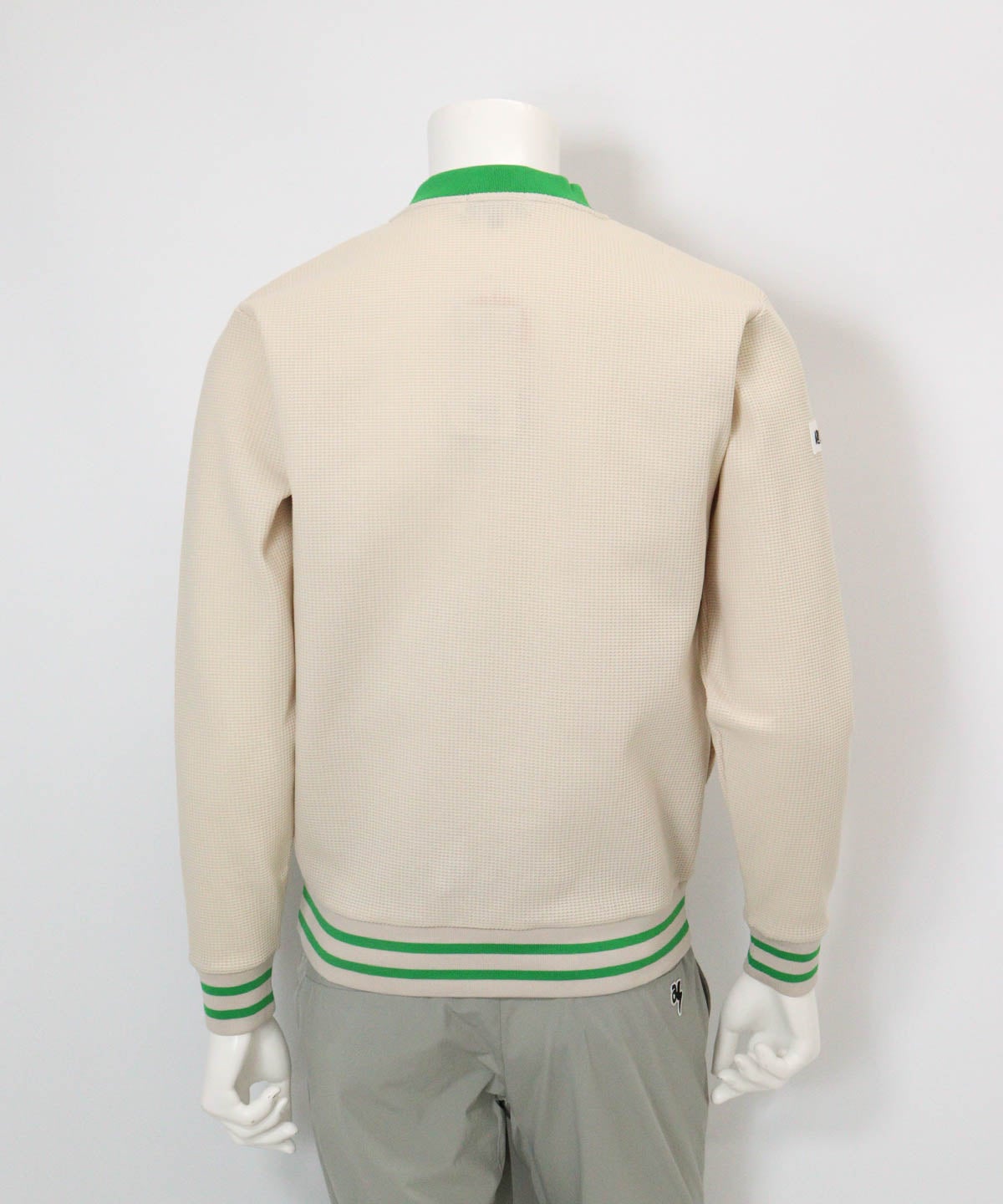 【メンズ】UVワッフルジップブルゾン後（ベージュ）