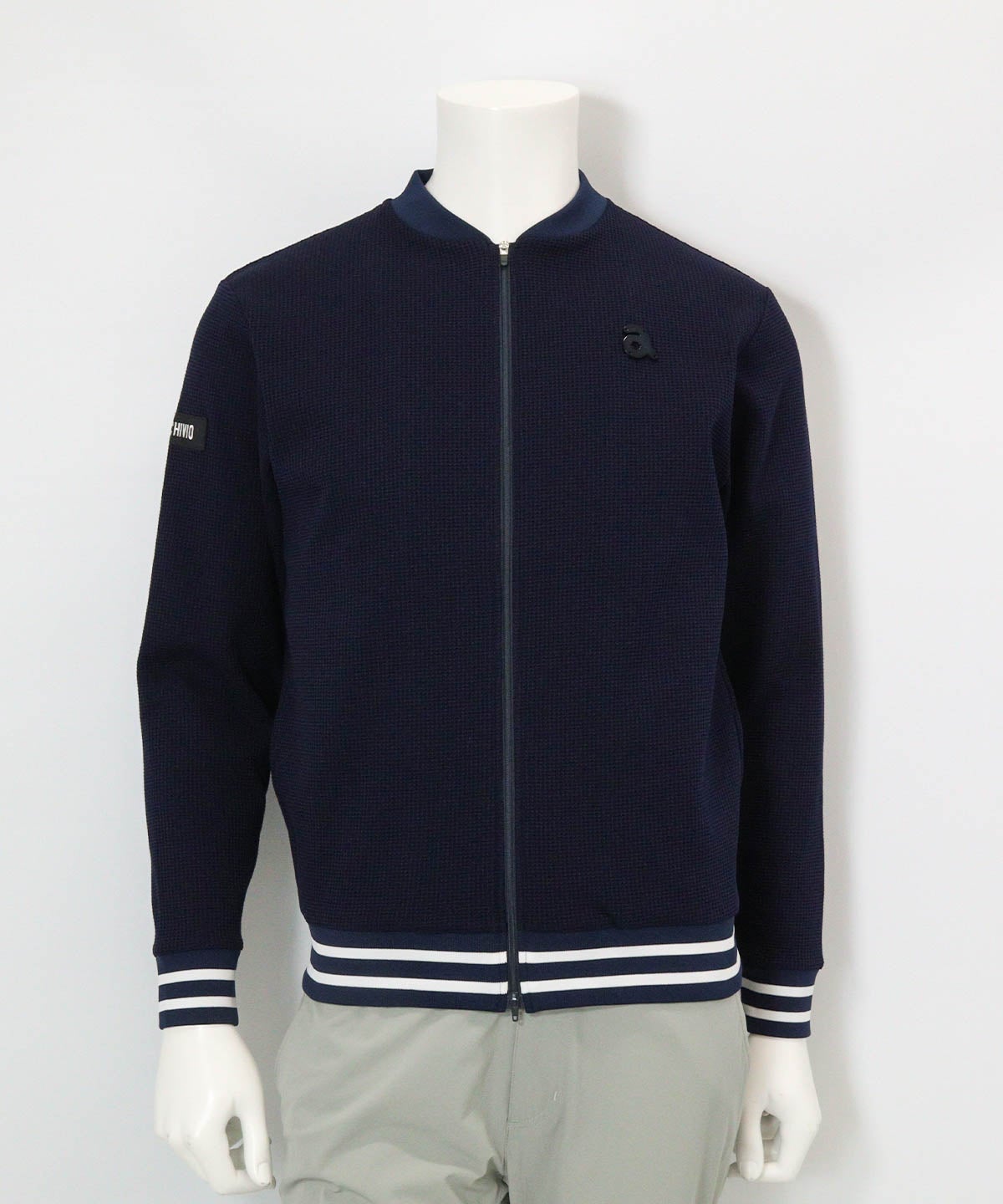 【メンズ】UVワッフルジップブルゾン（ネイビー）