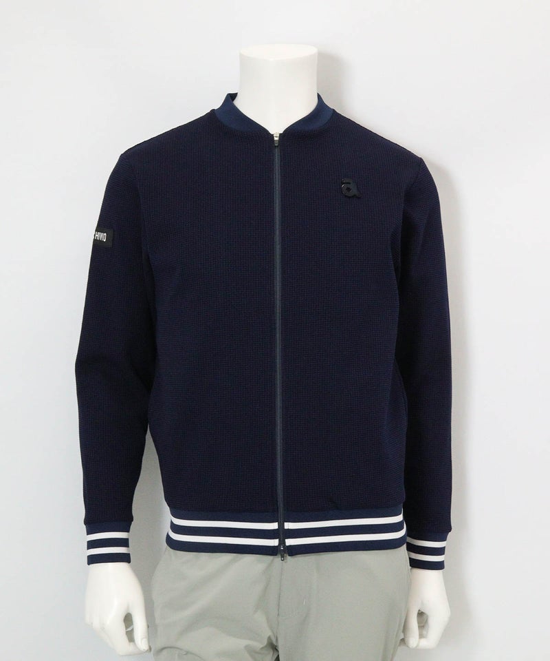 【メンズ】UVワッフルジップブルゾン（ネイビー）