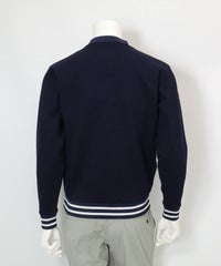 【メンズ】UVワッフルジップブルゾン後（ネイビー）