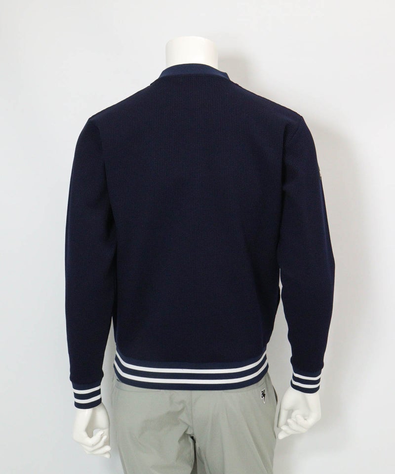 【メンズ】UVワッフルジップブルゾン後（ネイビー）