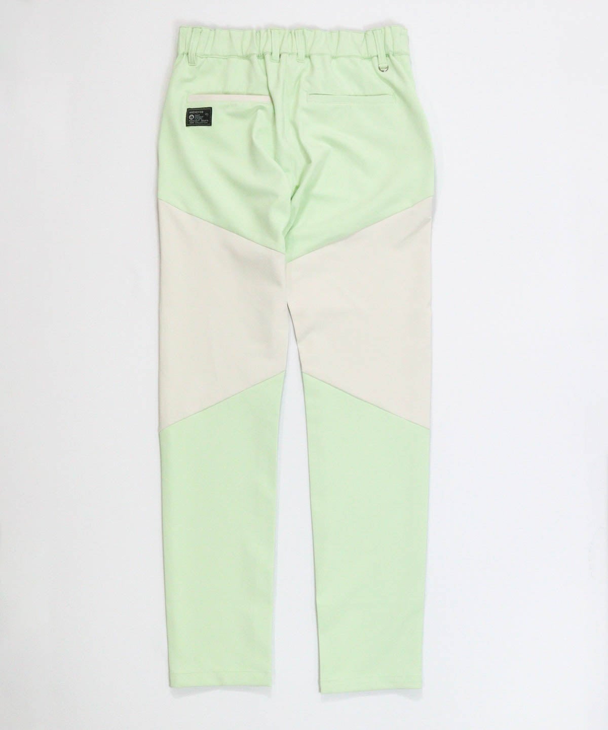 【メンズ】UV冷感ハイブリッド配色パンツ後（ライトグリーン）