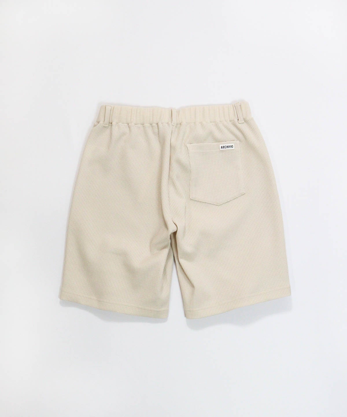 【メンズ】ワッフルショートパンツ後（ベージュ）