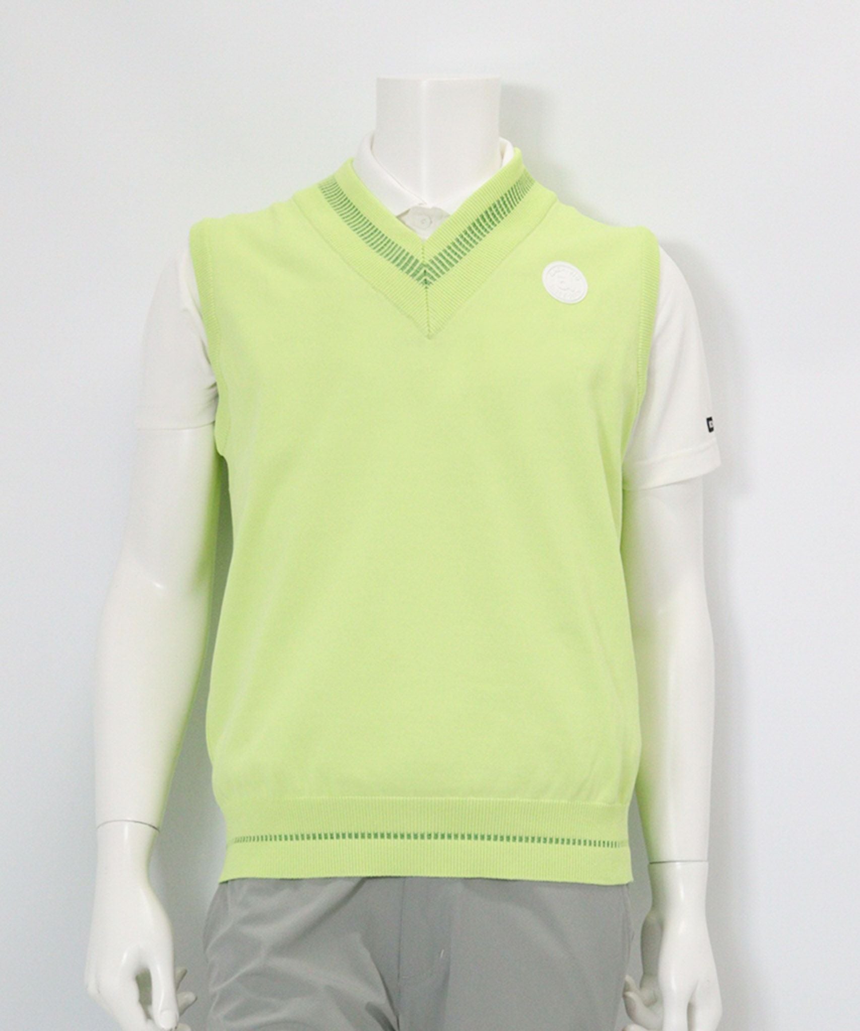 【メンズ】コットン混Vネックラインベスト(イエロー）