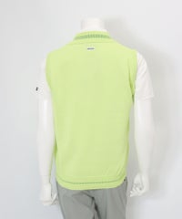 【メンズ】コットン混Vネックラインベスト後(イエロー）