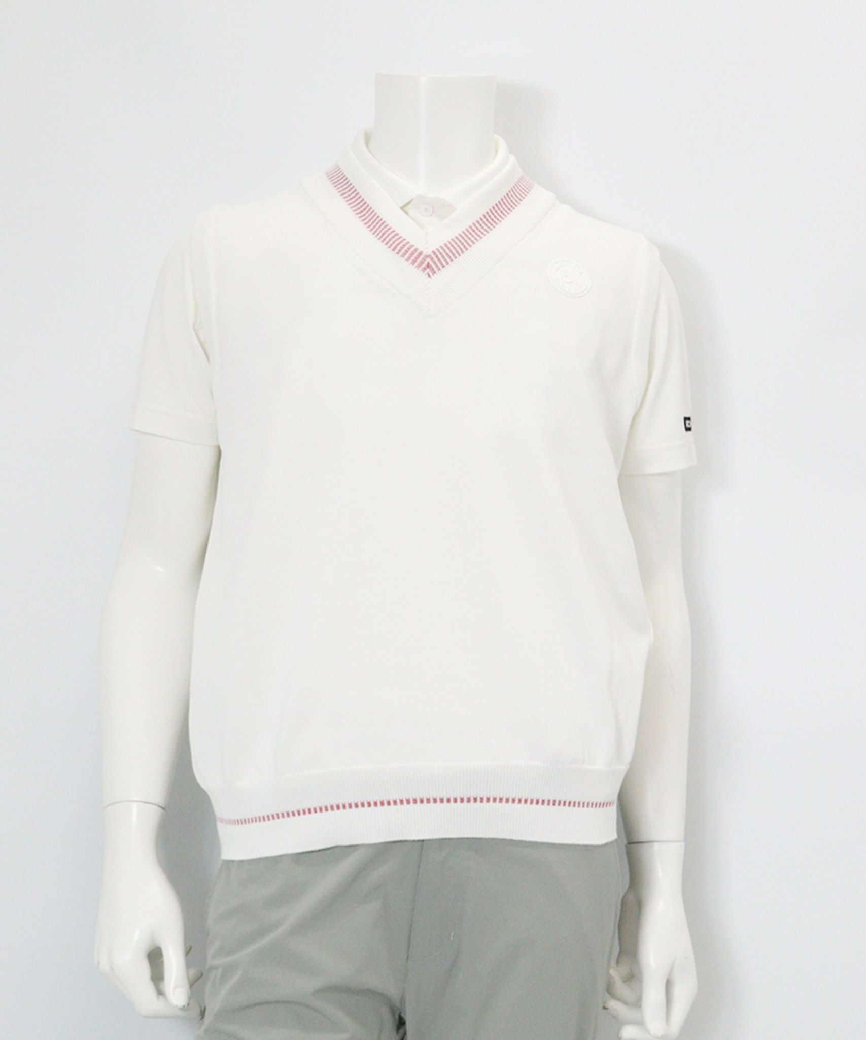 【メンズ】コットン混Vネックラインベスト（ホワイト）