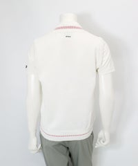 【メンズ】コットン混Vネックラインベスト後（ホワイト）