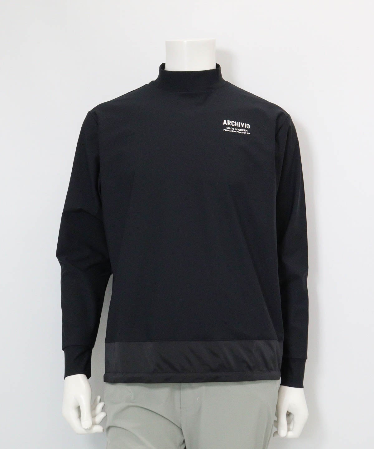 【メンズ】UV冷感裾切替プルオーバー(ブラック)前