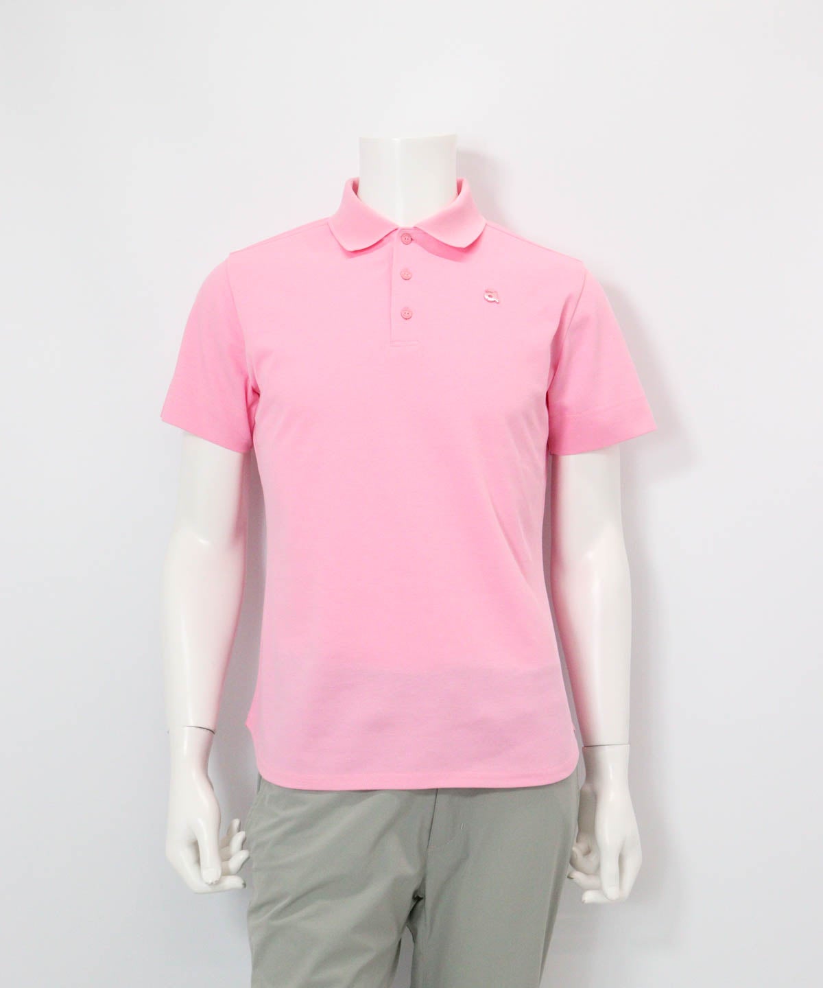 【メンズ】冷感速乾シェイプポロシャツ(ピンク)前