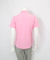 【メンズ】冷感速乾シェイプポロシャツ(ピンク)後ろ