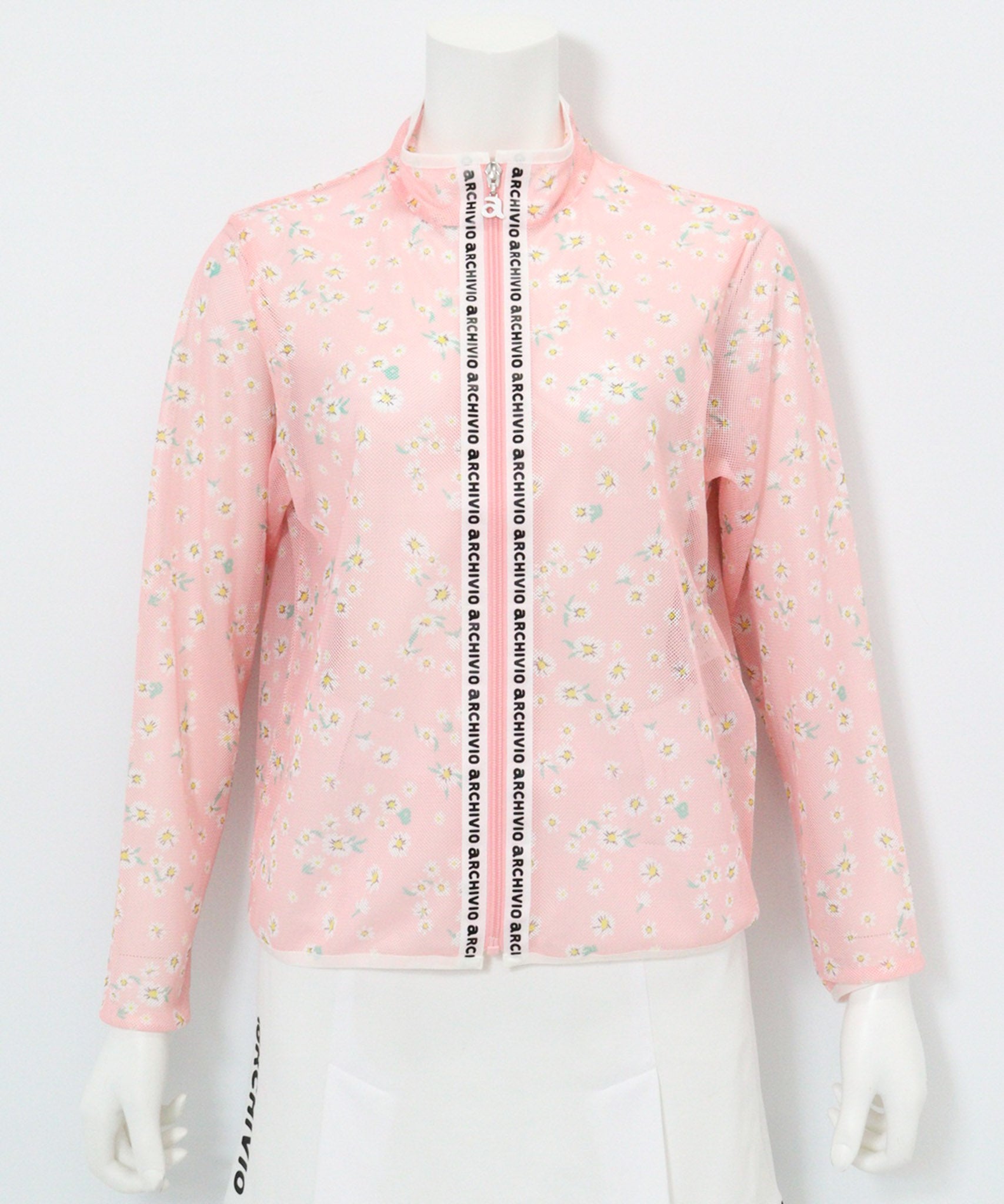 メッシュ花柄ブルゾン（ピンク）