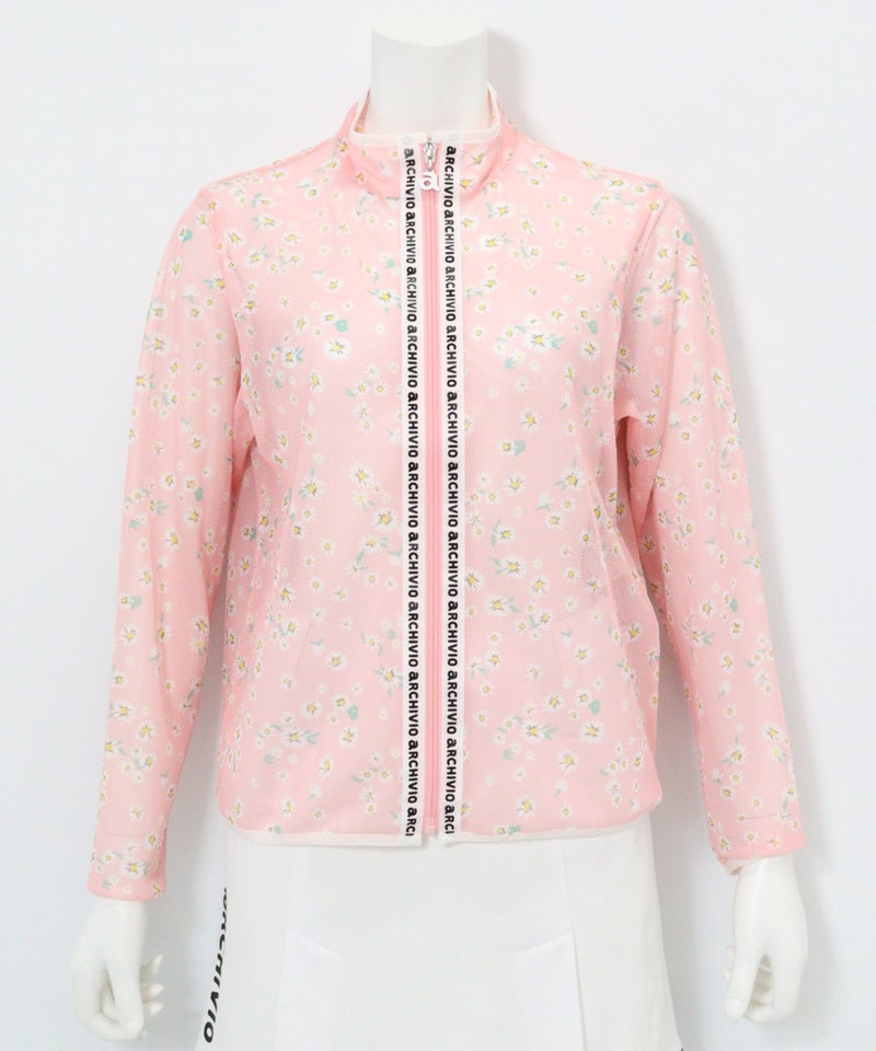 メッシュ花柄ブルゾン（ピンク）