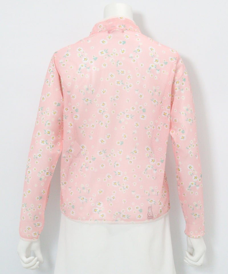 メッシュ花柄ブルゾン後（ピンク）