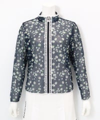 メッシュ花柄ブルゾン（ネイビー）