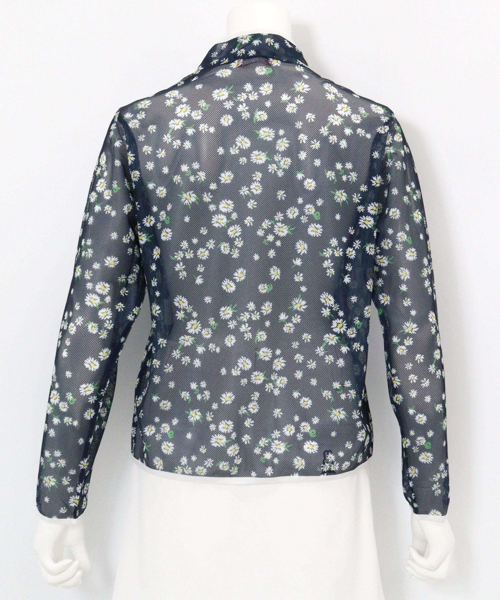 メッシュ花柄ブルゾン後（ネイビー）