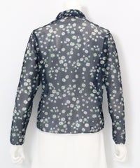 メッシュ花柄ブルゾン後（ネイビー）