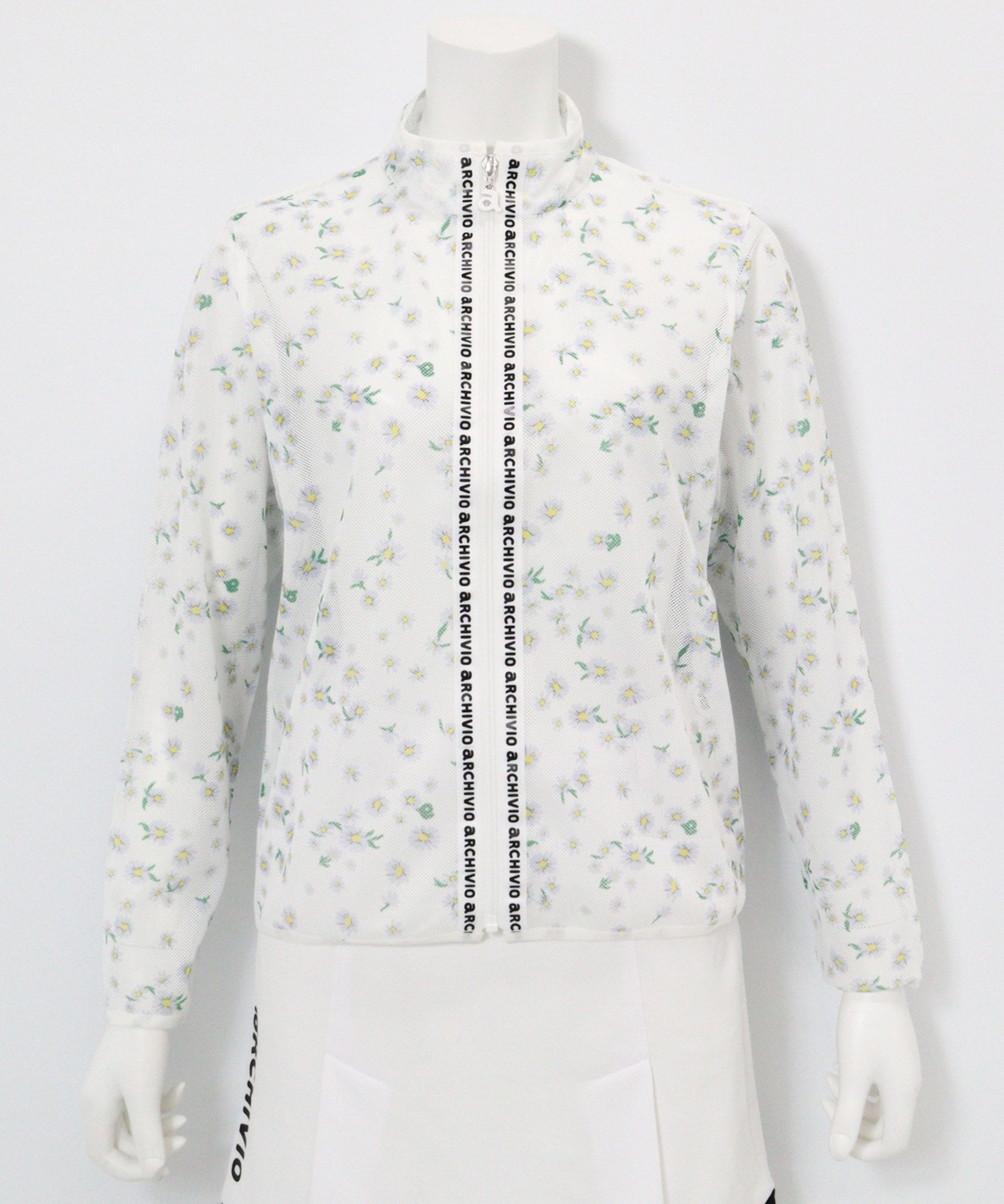 メッシュ花柄ブルゾン（ホワイト）