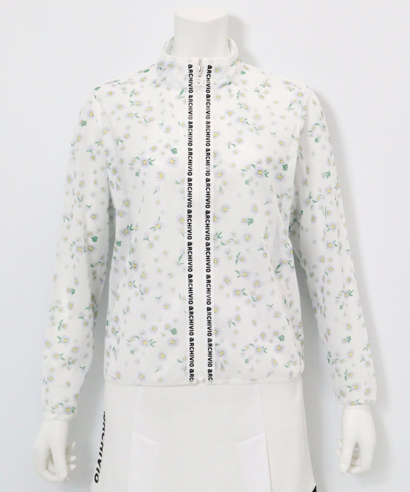 メッシュ花柄ブルゾン（ホワイト）