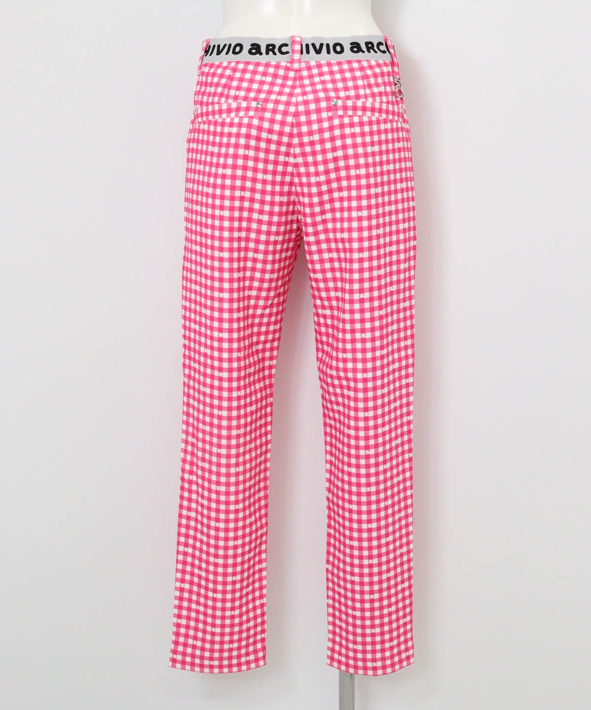 UV冷感ギンガムチェックパンツ後（ピンク）