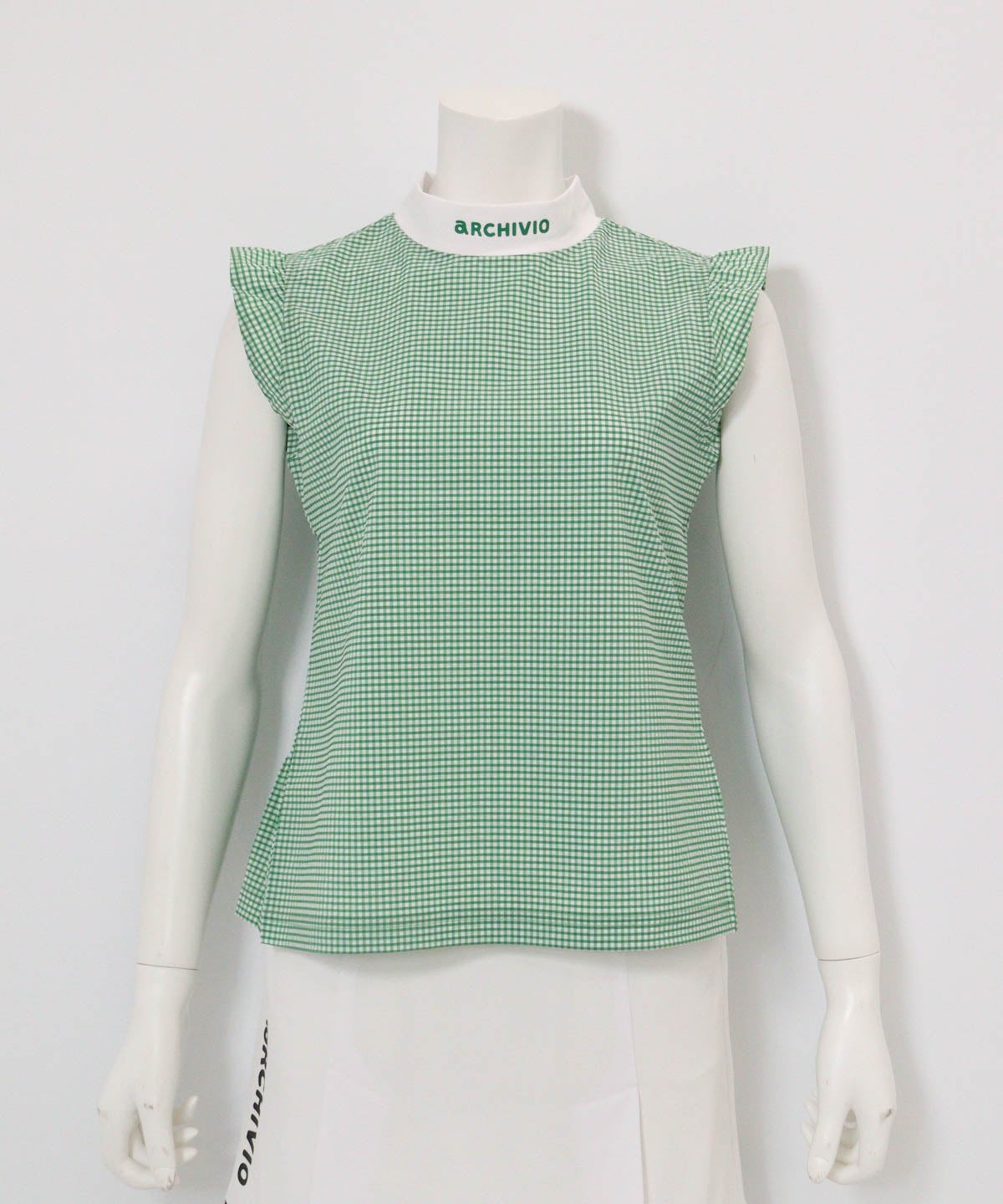 ギンガムフリル冷感プルオーバー（グリーン）