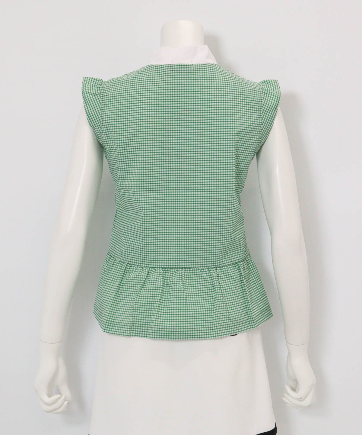 ギンガムフリル冷感プルオーバー後（グリーン）