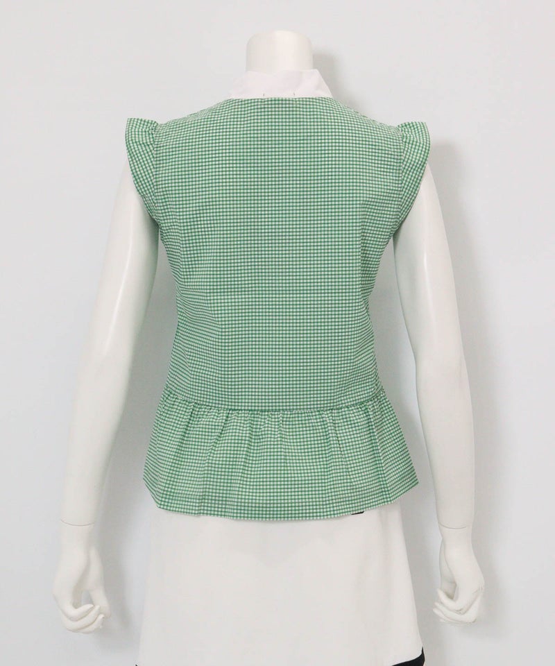 ギンガムフリル冷感プルオーバー後（グリーン）