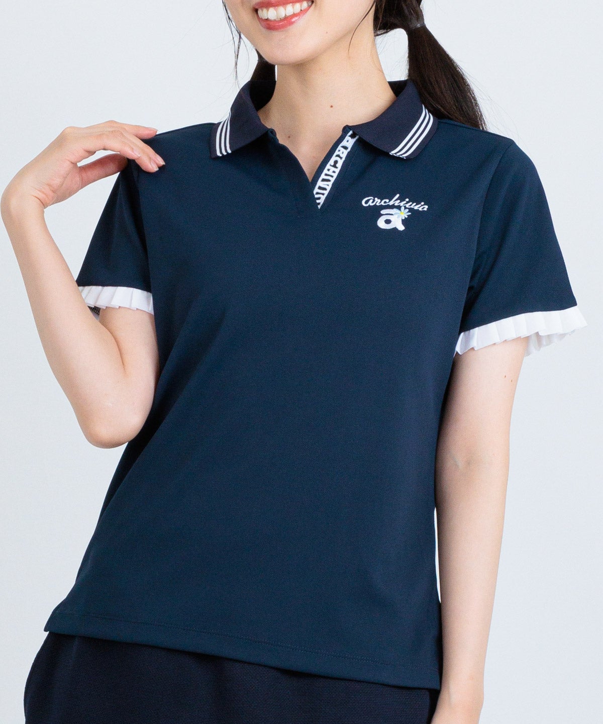 アルチビオ★薄手ストレッチ★ポロシャツ【レディース サイズ36（S）】 スキッパー襟速乾ポロシャツ|アルチビオ - ゴルフウェアや婦人服通販